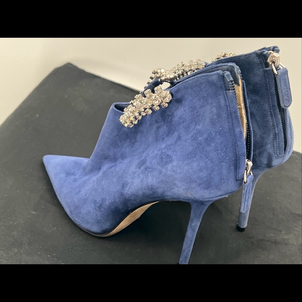 Authentic Jimmy Choo Women's Pop Blue Suede Leather Blaize 100 Boots Shoes ~38.5 - Picture 15 of 16